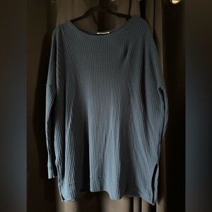 Zenana Dark Blue Waffle Knit Top